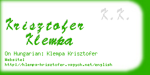 krisztofer klempa business card